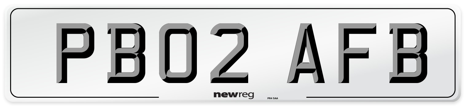 PB02 AFB Number Plate from New Reg